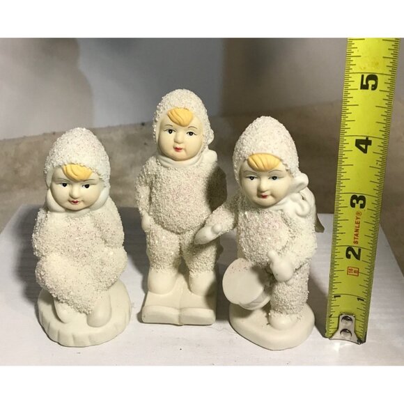 Vintage Porcelain Snow Angels Trio Figurines Set Glittery Paint Set of 3 - Picture 2 of 9